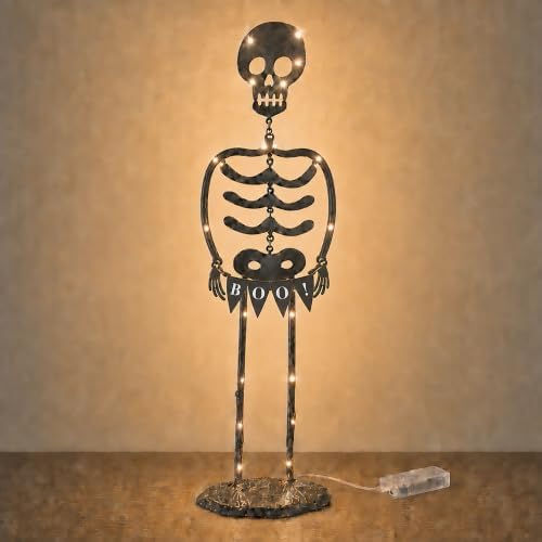Mud Pie Light Up Skeleton Sitter Halloween Decor, Halloween Skeleton