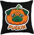 Pugkin Pug Pumpkin Thanksgiving Fall Autumn Pun Owner Joke Throw Pillow by Unknown