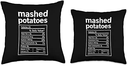 Mashed Potatoes Nutritional Label Funny Thanksgiving Vintage Throw Pillow - Image 3