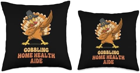 Thanksgiving Holiday Gifts and Designs Dabbing Turkey Home Health Aide Funny Thanksgiving Throw Pillow, 16x16, Multicolor - Image 3