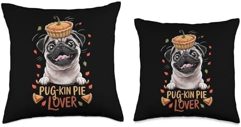 Pug-kin Pie Lover Funny Dog Thanksgiving Pug Throw Pillow - Image 3
