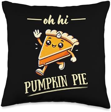 Oh Hi Pumpkin Pie - Cute Kawaii Fall Thanksgiving Cartoon Throw Pillow by Unknown