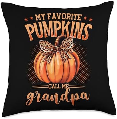 My Favorite Pumpkins Call Me Grandpa Thanksgiving Fall Throw Pillow by Unknown
