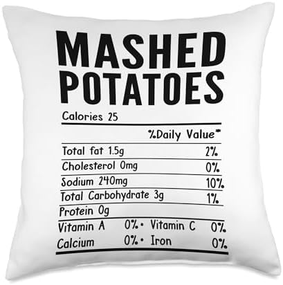 Mashed Potatoes Nutrition Facts Thanksgiving Family Matching Throw Pillow by Unknown