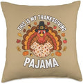 This is My Thanksgiving Pajama, Funny Dad Family Holiday PJ Throw Pillow by Unknown