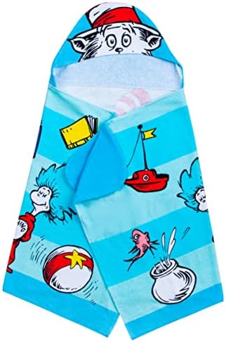 Dr. Seuss Cat In The Hat Bath/Pool/Beach Soft Cotton Terry Hooded Towel Wrap, 24 in x 50 in, By Franco Kids