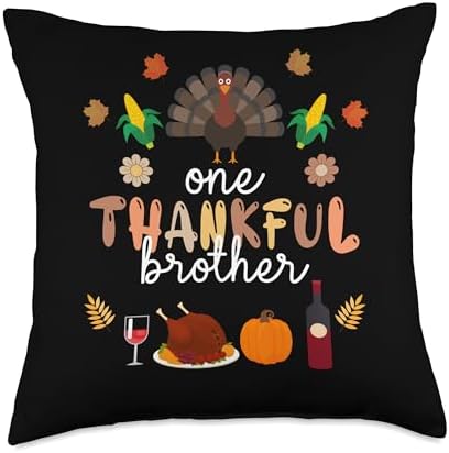 Cute One Thankful BROTHER Farmer Family Thanksgiving 2026 Throw Pillow by Unknown