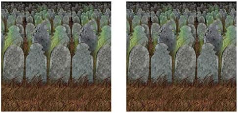 Beistle Graveyard Backdrops – 2 Printed Tombstone Cemetery Plastic Wall Coverings for Halloween Haunted House Party Décor Indoor Spooky Scene Background Display, 4 Ft x 30 Ft Each