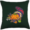 Cute Kawaii USA Patriotic Horn Thanksgiving Cornucopia Fruit Throw Pillow by Unknown