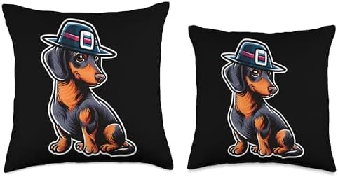 BCC Dachshund Shirts & Dog Lover Gifts Dachshund Dog Scarf Pilgrim Happy Thanksgiving Throw Pillow, 18x18, Multicolor - Image 3