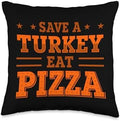 gossip rag Orange Thanksgiving Save Turkey Pizza Funny Holiday Throw Pillow, 16x16, Multicolor by Gossip+Rag