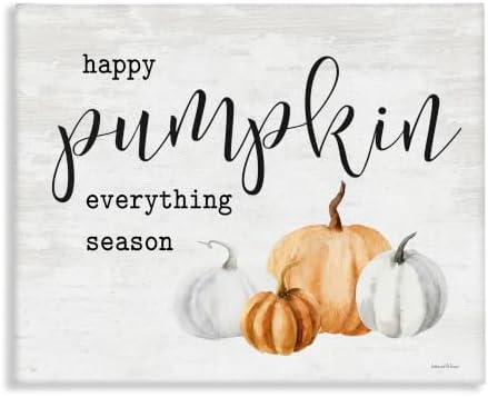 Happy Pumpkin Autumn Harvest, 16 x 20 Inch Canvas Wall Art by StupellIndustries