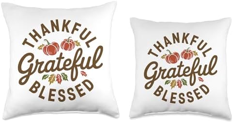 Thankful Grateful Blessed, Friendsgiving Thanksgiving Throw Pillow - Image 3