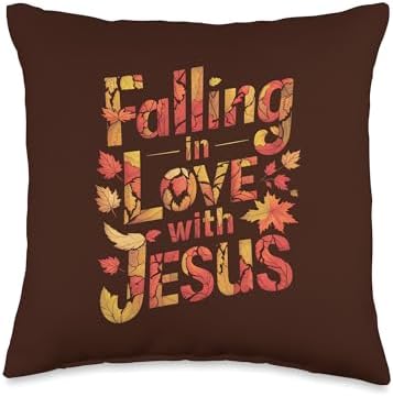 Falling In Love With Jesus, Fall, Autumn Thanksgiving Throw Pillow by Unknown