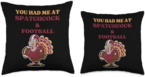 You Had Me At Spatchcock & Football Thanksgiving Turkey Throw Pillow - Image 3