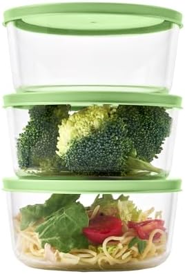 12-Piece Glass Food Storage Containers Set (6 Containers + 6 BPA-Free Lids) | 2-Cup, Leakproof | Microwave, Freezer, Oven & Dishwasher Safe | Ideal for Meal Prep & Pantry Organization, Pistachio