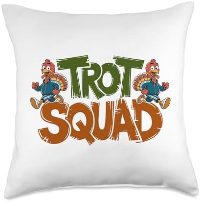 Trot Squad, Friendsgiving Squad Running Thanksgiving Throw Pillow by HadleyDesigns