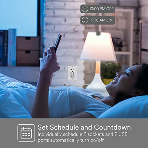 Smart in Wall Outlet, Standard Electrical Outlets with 2 USB Ports & 2 Plugs, Work with Alexa Google Home 15 Amp Outlet ETL FCC for Home Office | Tamper-Resistant, No Hub Required, 2.4G WiFi Outlet, Works with Alexa/Google Home, Kitchen/Bedroom/Office,...
