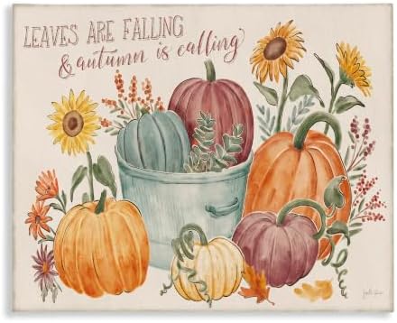 Autumn Leaves Pumpkin Basket, 16 x 20 Inch Canvas Wall Art by StupellIndustries