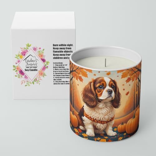 Caroline's Treasures DAC1033CDL Cavalier Spaniel Fall Decorative Soy Candle Nature Soy Wax Essential Oil Home Decor Ideal for Bedroom Kitchen Bath Office Gift, 10 oz - Image 2