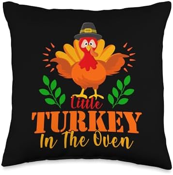 Thanksgiving Gender Reveals Cute Little Turkey In The Oven Throw Pillow by Unknown
