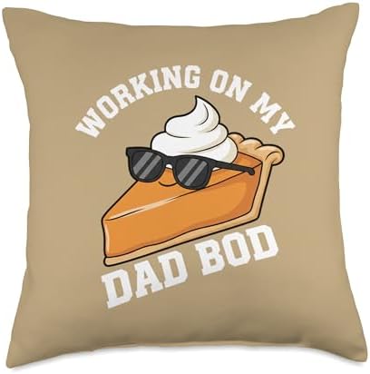 Working On My Dad BOD - Dad Thanksgiving Pregnancy Announce Throw Pillow by Unknown