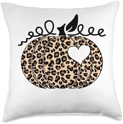 Irreverent Tees Pumpkin Leopard Print-Cute Thanksgiving, Halloween, Fall Throw Pillow, 18x18, Multicolor by Unknown