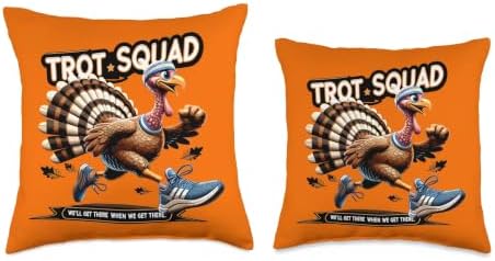 Turkey Trot Squad Funny Thanksgiving 5K Running Crew Throw Pillow - Image 3