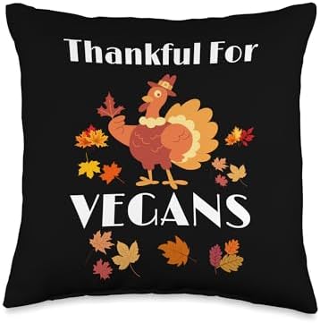 Funny Thanksgiving Vegan Family Turkey Tees by SD Thankful Turkey Day Funny Vegan Thanksgiving Throw Pillow, 16x16, Multicolor by Unknown