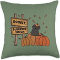 Labradoodle Pumpkin Patch Dog Lovers Thanksgiving Halloween Throw Pillow by Unknown