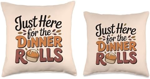 Just Here for The Dinner Rolls Thanksgiving Autumn Fall Leaf Throw Pillow - Image 3