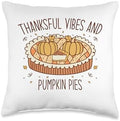 Thankful Vibes And Pumpkin Pies Retro Thanksgiving Women Throw Pillow, 16x16, Multicolor by Unknown