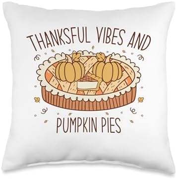 Thankful Vibes And Pumpkin Pies Retro Thanksgiving Women Throw Pillow, 16x16, Multicolor by Unknown