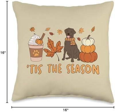 Tis The Season Labrador Retriever Fall Autumn Pumpkin Coffee Throw Pillow - Image 4