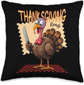 Funny Thanksgiving Turkey Cartoon with Knife Humor Throw Pillow by Unknown