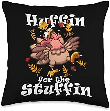 Huffin For The Stuffin Turkey Trot 5k Race Thanksgiving Throw Pillow by Unknown