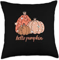 Hello Pumpkin Fall Vibes Autumn Thanksgiving Throw Pillow by Unknown
