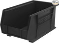 Akro-Mils 30240 AkroBins Plastic Storage Bins, 15"x8"x7", Black, 12-Pack | Space-Saving Stackable Bins for Garage, Pantry, Craft Organization