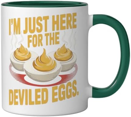 I’m Just Here for the Deviled Eggs Egg Expert Deviled Egg Ceramic Mug, Dark Green/White, 11oz - Image 2