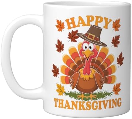 Happy Thanksgiving Funny Turkey Family Dinner Thanksgiving Ceramic Mug, White, 11oz by Unknown