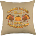 Thankful Grateful Blessed Happy Thanksgiving Turkey Pumpkin Throw Pillow by Unknown