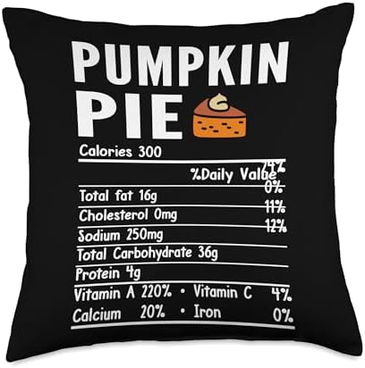 Pumpkin Pie Nutrition Fact Thanksgiving Food Family Matching Throw Pillow by Unknown