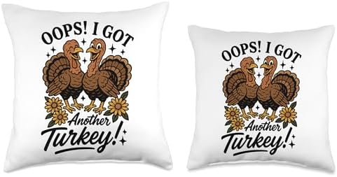 Oops I Got Another Turkey Funny Thanksgiving Throw Pillow - Image 3