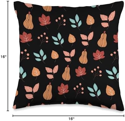 Cute Fall Thanksgiving Brown Leaves Autumn Botanical Pumpkin Throw Pillow - Image 4