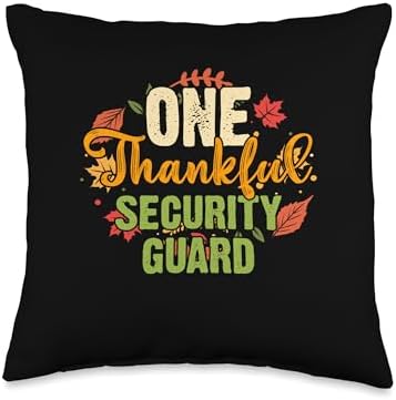 Thanksgiving Holiday Gifts and Designs One Thankful Security Guard Thanksgiving Throw Pillow, 16x16, Multicolor by Unknown