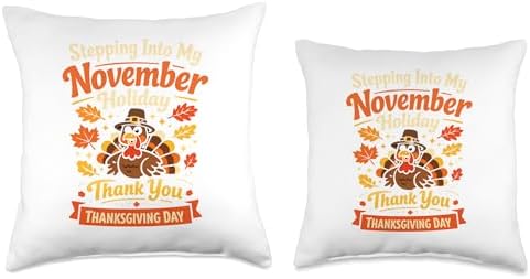Stepping Into My November Holiday Thank You Thanksgiving Tee Throw Pillow - Image 3