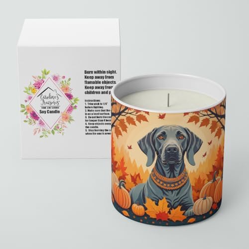 Caroline's Treasures DAC1078CDL Weimaraner Fall Decorative Soy Candle Nature Soy Wax Essential Oil Home Decor Ideal for Bedroom Kitchen Bath Office Gift, 10 oz - Image 2