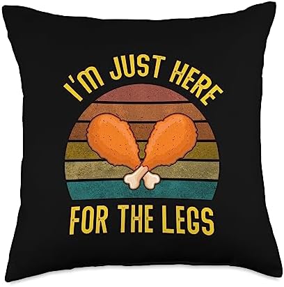 Funny Retro Thanksgiving I'm Just Here For The Turkey Legs Throw Pillow by Unknown