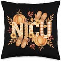 Fall NICU Nurse Pumpkin Autumn Cute Thanksgiving Season Throw Pillow by Unknown