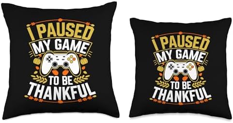I Paused My Game To Be Thankful, Gamer Happy Thanksgiving Throw Pillow - Image 3
